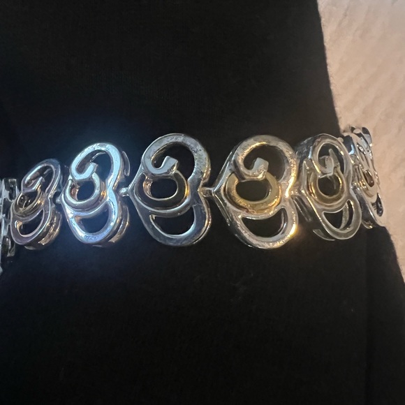 Supreme Silver n Gold Interlocking Hearts Bracelet - Picture 7 of 9
